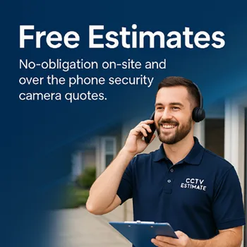 Technician providing a security camera estimate over the phone