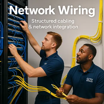 Technician planning structured cabling installation